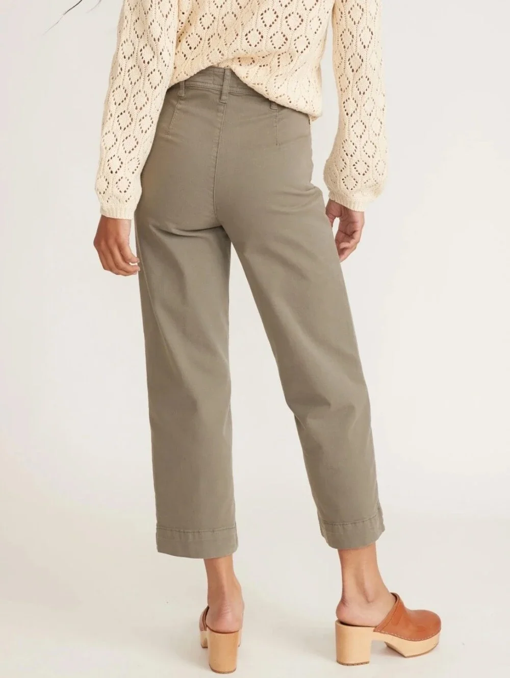 Marine Layer Briget Cropped Straight Pant Utility Jeans Olive Green